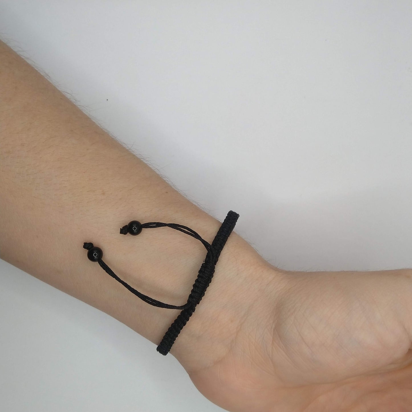 Natural Australian black jade bracelet with 2 black obsidian beads