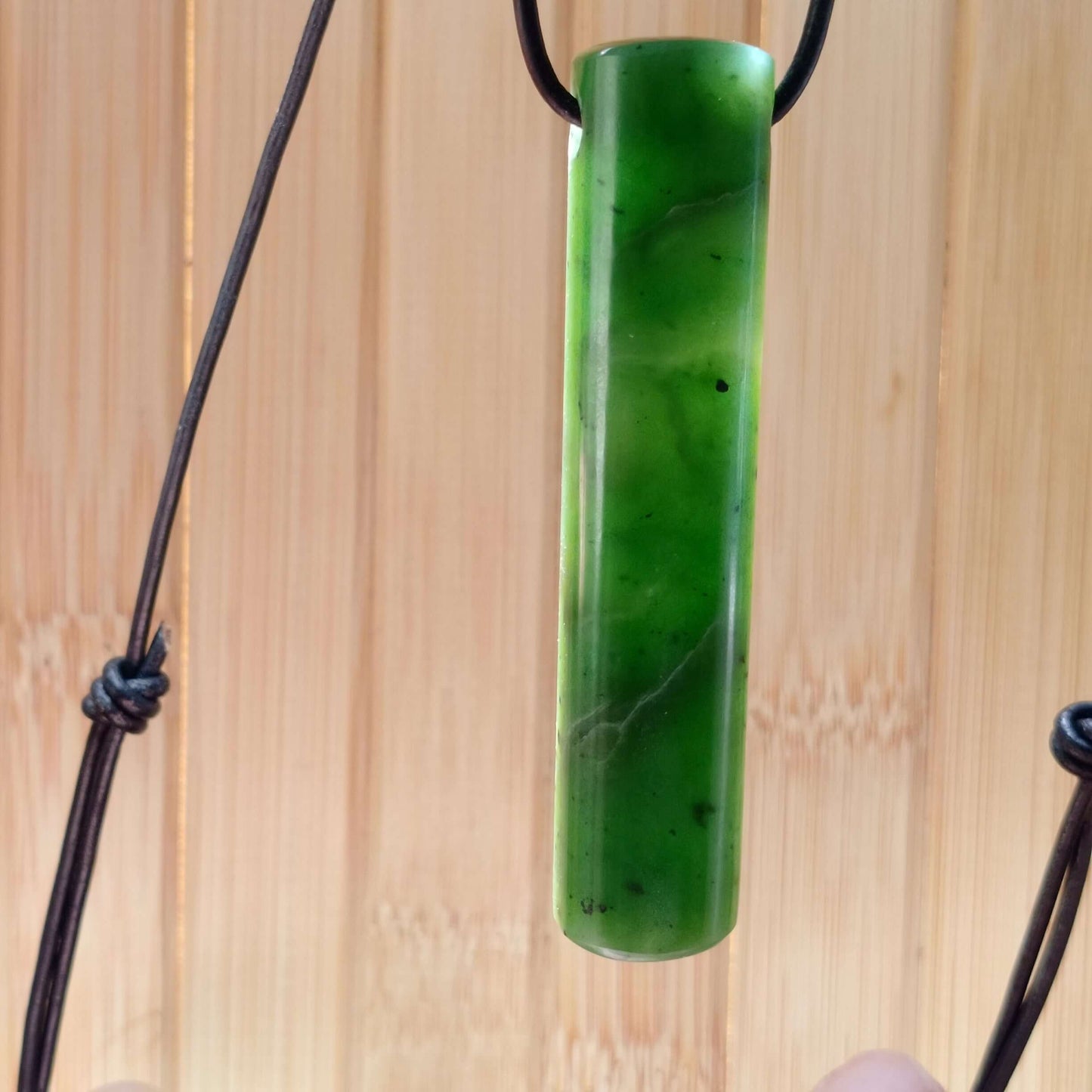 Green Jade Sleek Pendant on Adjustable Cord