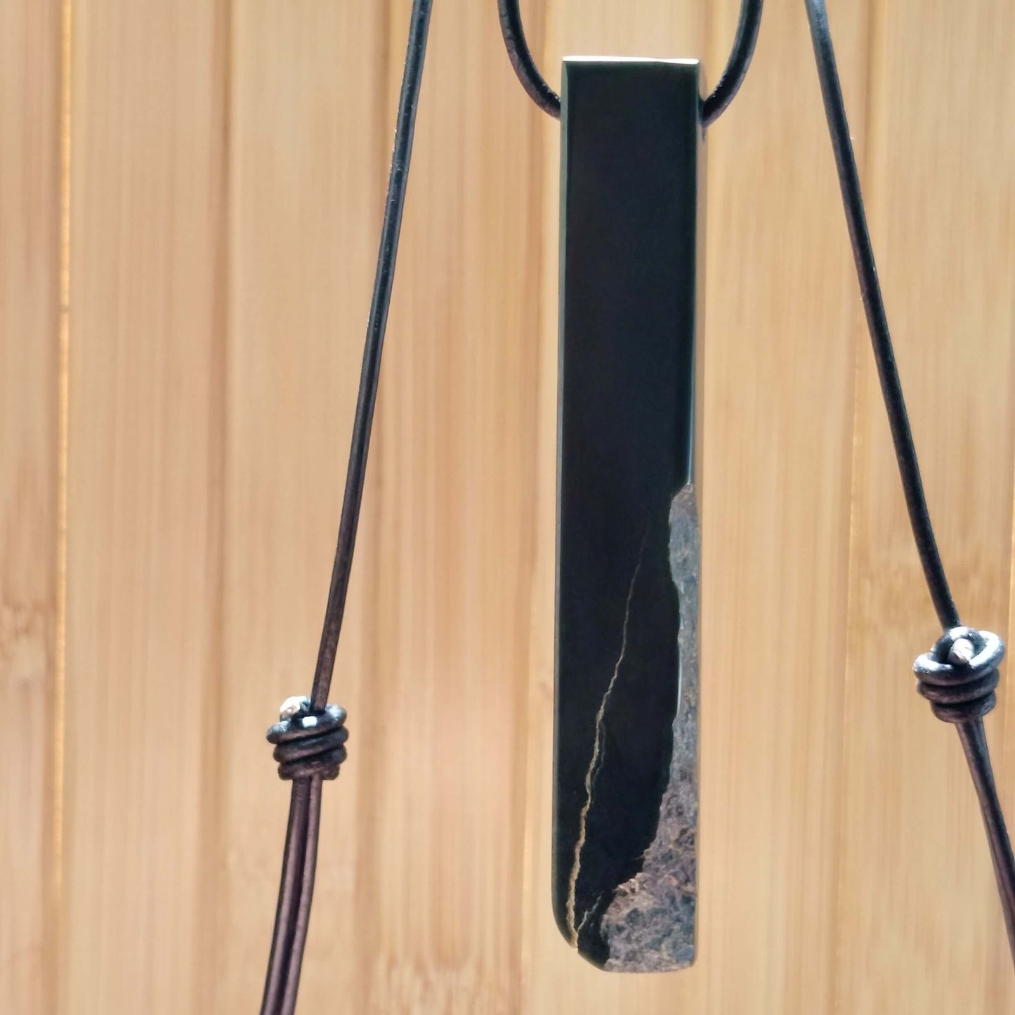 Black Jade Live Edge Pendant on Adjustable Cord