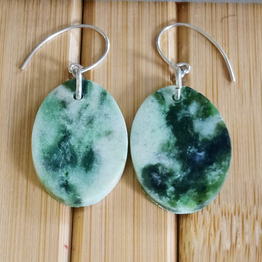 Diopside Gemstone Oval Earrings