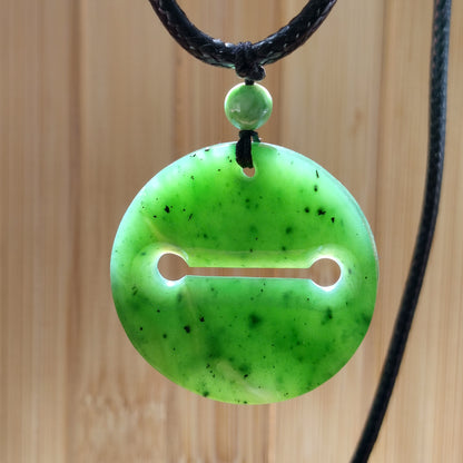 Jade Green Round Pendant with Keyhole Design