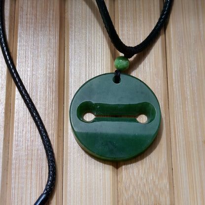 Jade Green Round Pendant with Keyhole Design