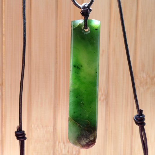 Green Jade Live Edge Pendant on Adjustable Cord