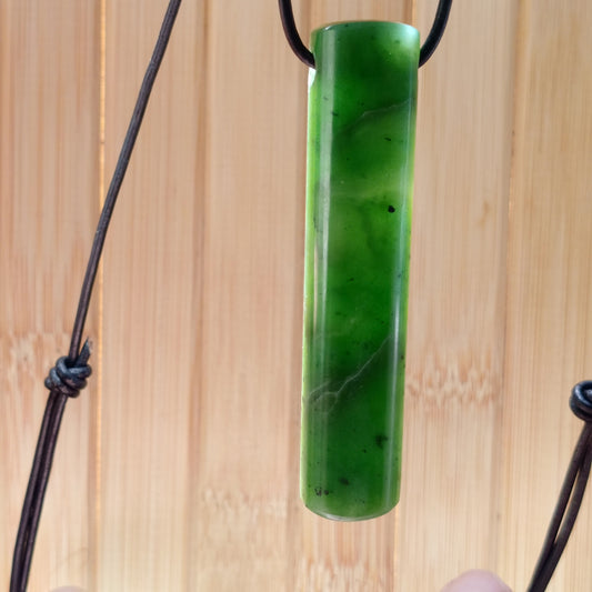 Green Jade Sleek Pendant on Adjustable Cord