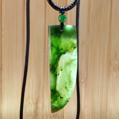 Green Jade Modern Concept Pendant on Adjustable Cord