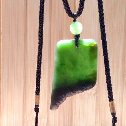 Green Jade Live Edge Pendant on Adjustable Cord