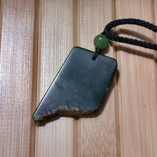 Green Jade Live Edge Pendant on Adjustable Cord