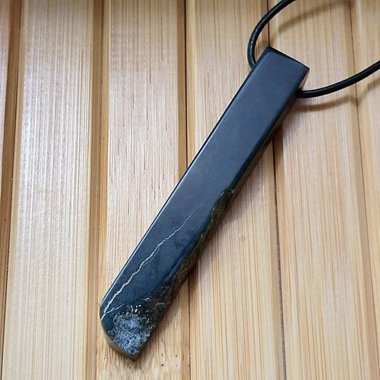 Black Jade Live Edge Pendant on Adjustable Cord