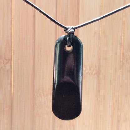 Black Jade Simplistic Pendant on Adjustable Cord