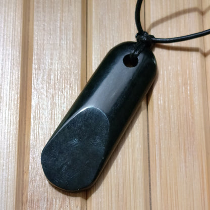 Black Jade Simplistic Pendant on Adjustable Cord