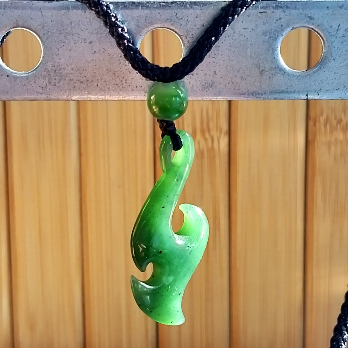 Green Jade Hook Pendant on Adjustable Cord