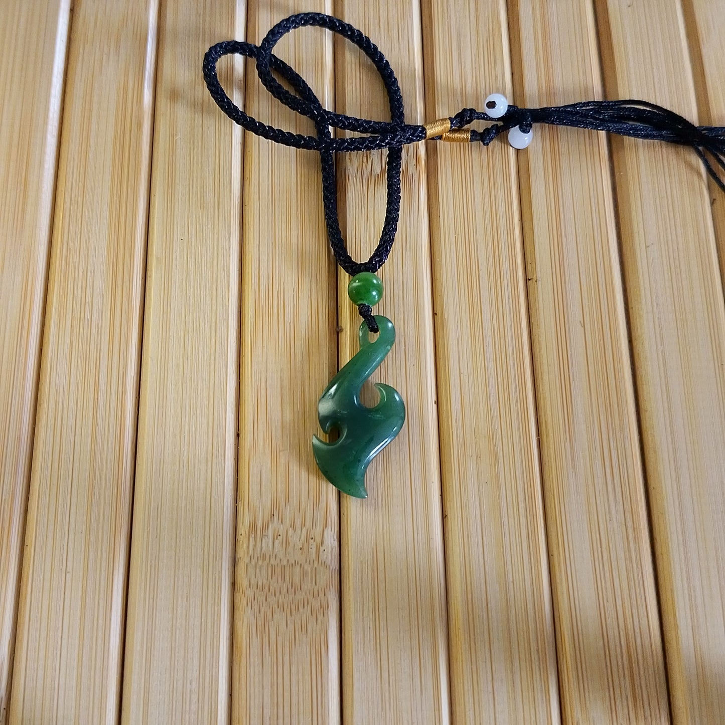 Green Jade Hook Pendant on Adjustable Cord