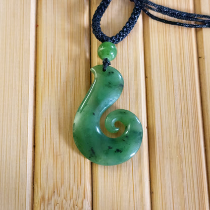 Green Jade Hook Pendant on Adjustable Cord