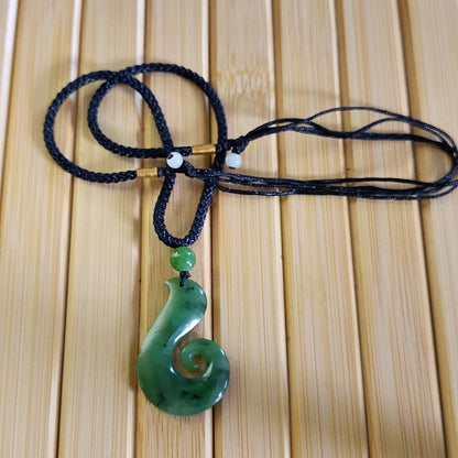 Green Jade Hook Pendant on Adjustable Cord